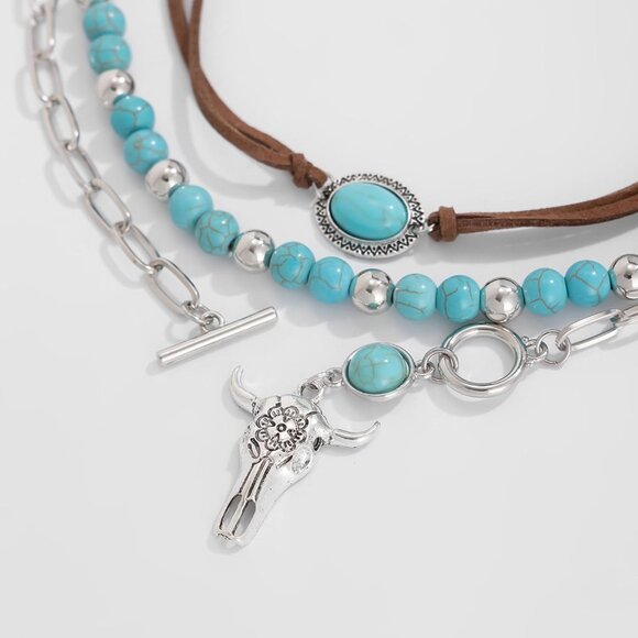 Women's E3-cow Layered Boho Necklaces Cowgirl Jewellery Accessories Outfits - Picture 5 of 9